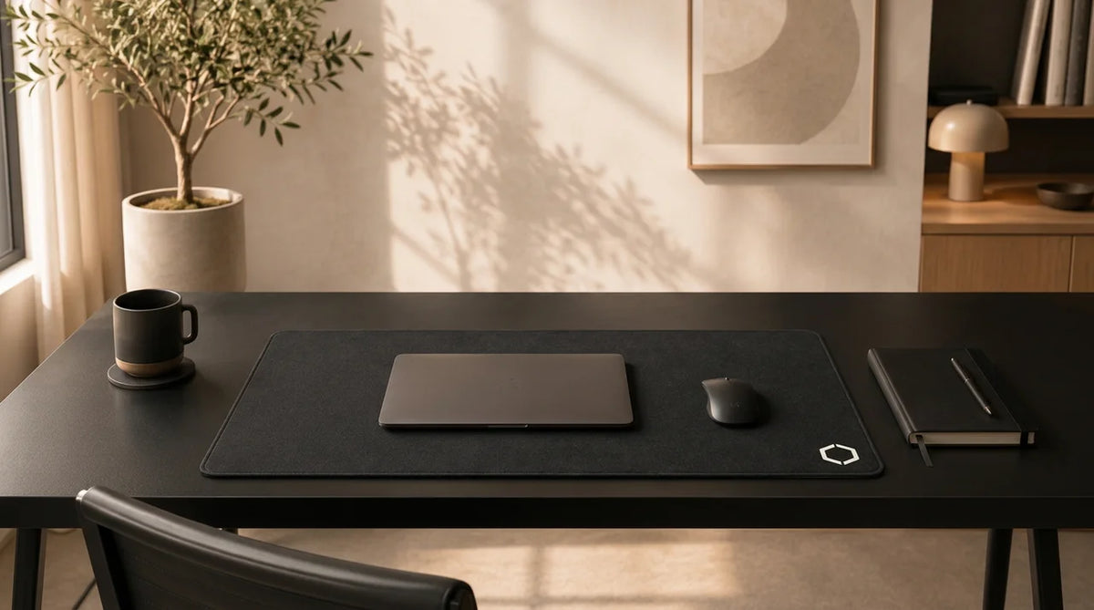A calm, minimal desk setup in daylight