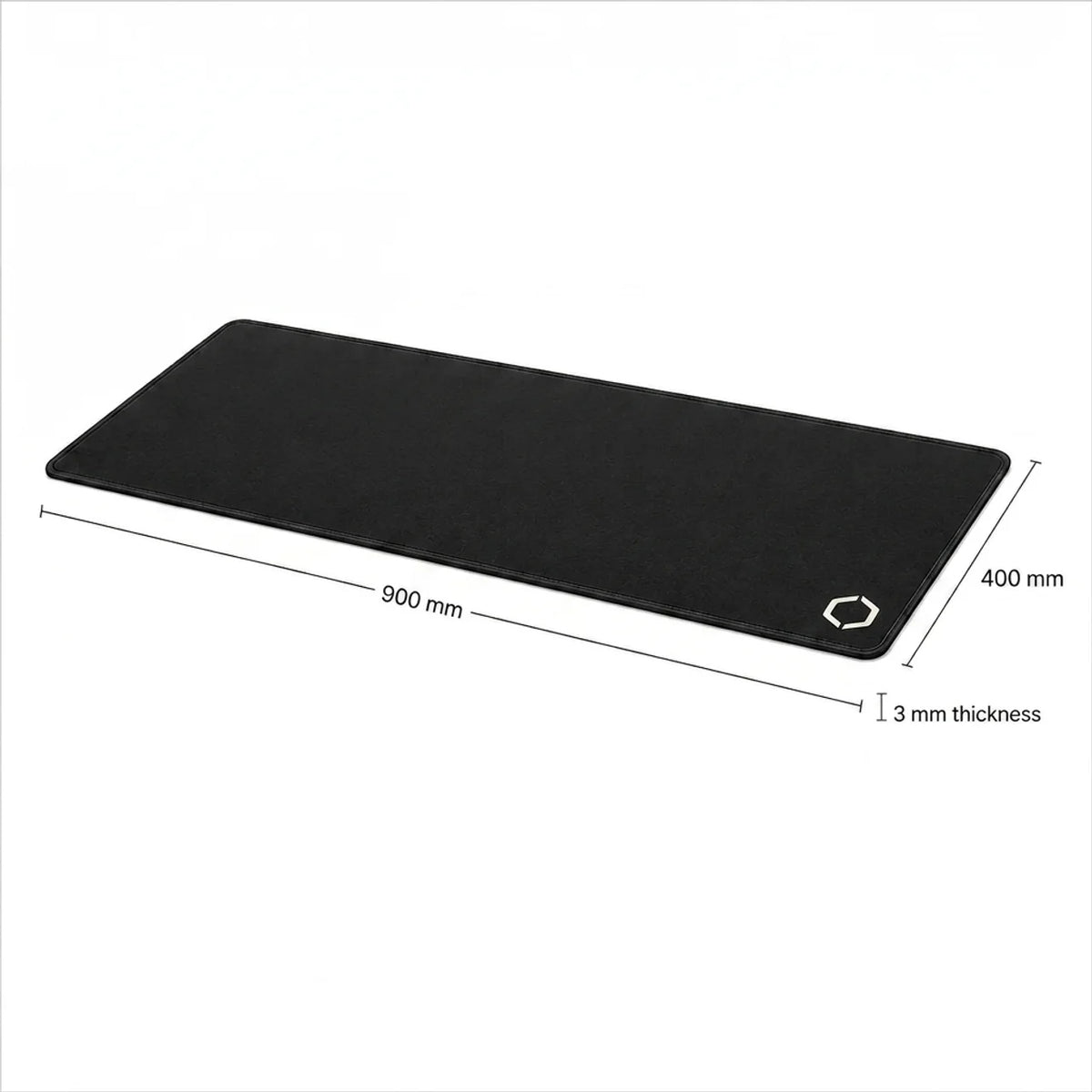 Technical drawing of the Difavo Desk Mat: 900 mm wide, 400 mm deep, 3 mm thick